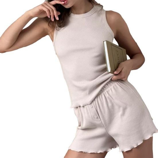 

Женский комплект для сна из двух предметов, женский удобный мягкий комплект для отдыха, свободная повседневная одежда для сна для всех S хаки