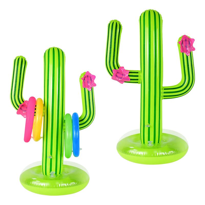 Inflatable Cactus Ring Toss Game Set Floating Swimming Pool Toys Hawaiian Summer Pool Beach Party Decorations Game Supplies