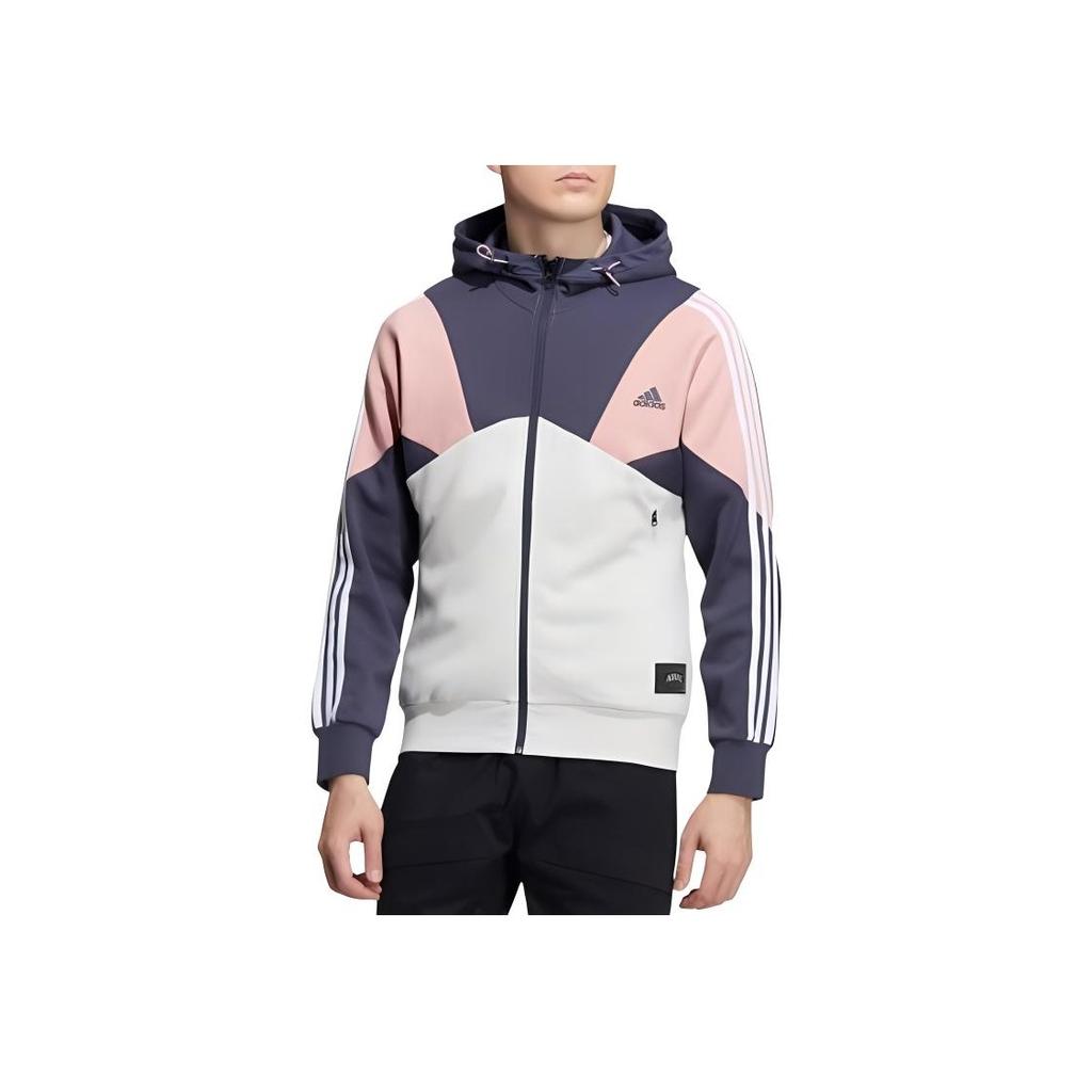 Adidas Logo Print Color Block Hooded Jacket Men Outerwear Multicolor HE7470