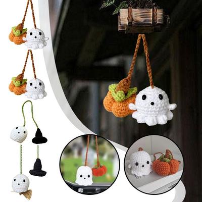 Ghost Pumpkin Doll Handmade Pendant Halloween Decoration Cartoon Car Cute Widget Hanging Bag Decor Pendant Halloween Gift