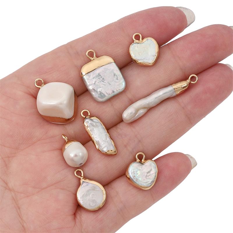 Natural Freshwater Pearl Irregular Gold Edging Single Hanging Style For DIY Necklace Bracelet Earrings Jewelry Making