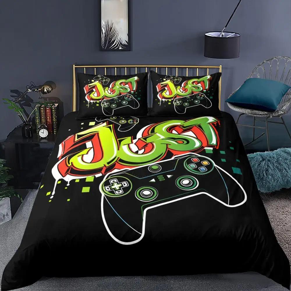 Gamepad 3D Printed Bedding Set For Teen Boys Queen Modern Gamer Comforter Duvet Cover 240x220 Video Game Kids Bed Linen
