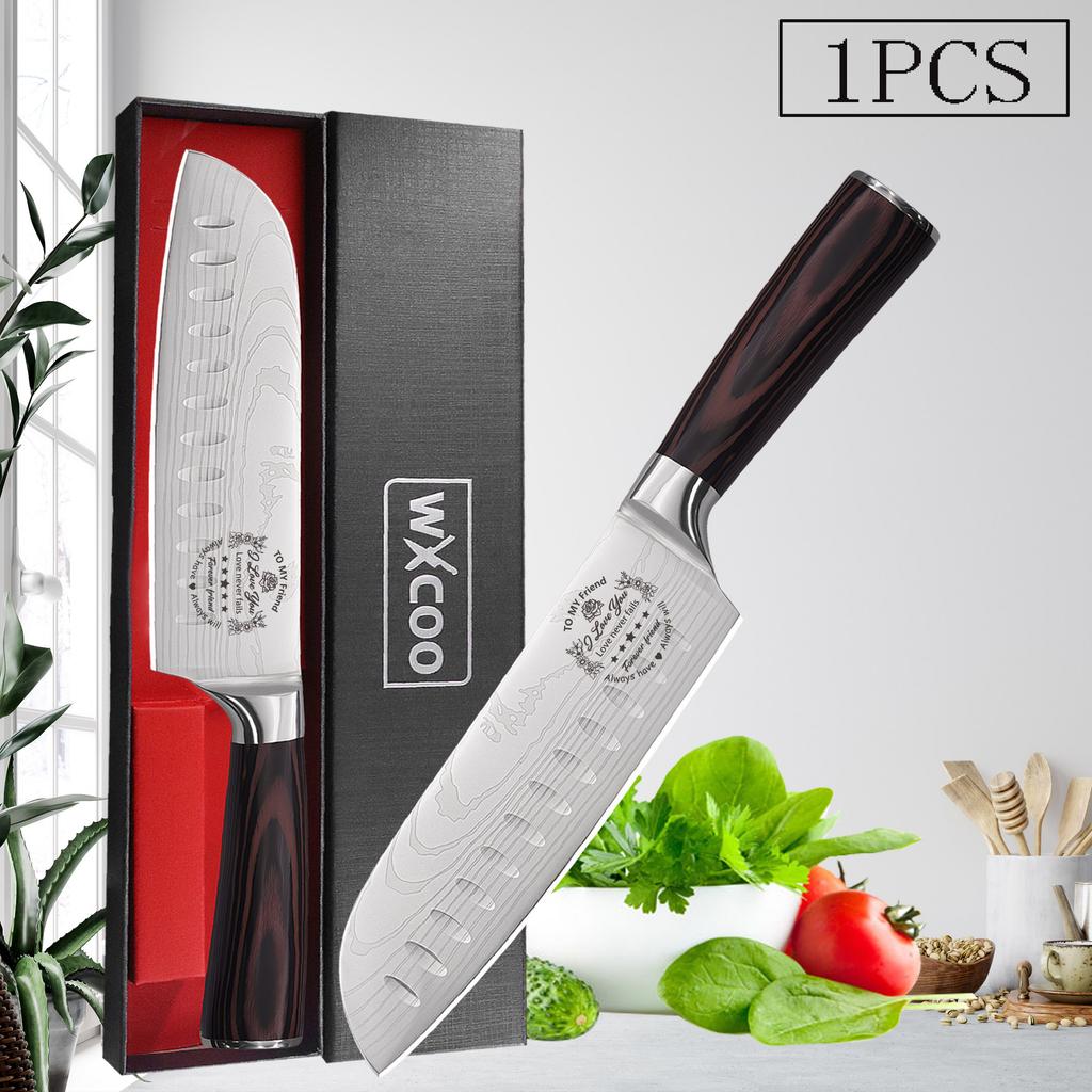 Professional Japanese Chef Knife Damascus Laser Kitchen Knives Meat Cleaver Santoku Slicing Fruit Utility Knife with Gift Box