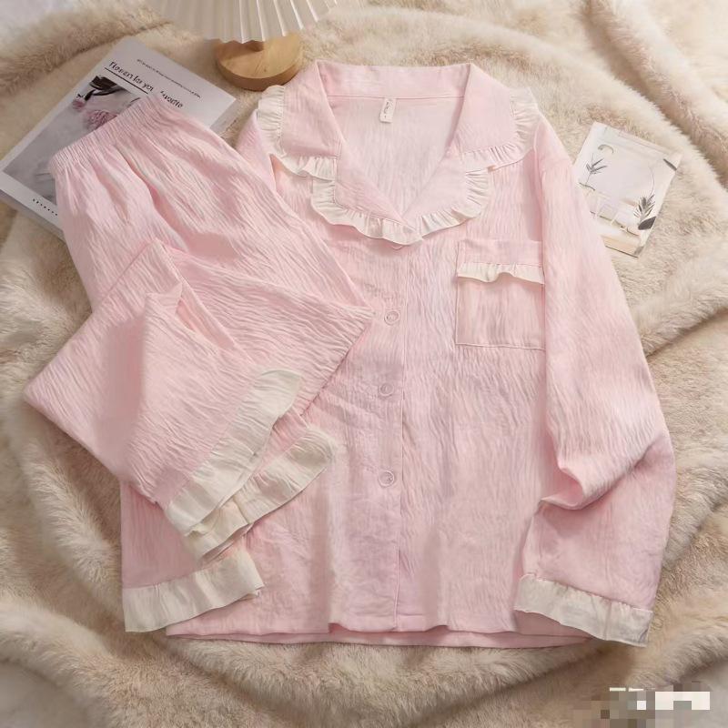 Women's Cloud Cotton Lace Pajama Cardigan Set - Spring & Autumn Collection