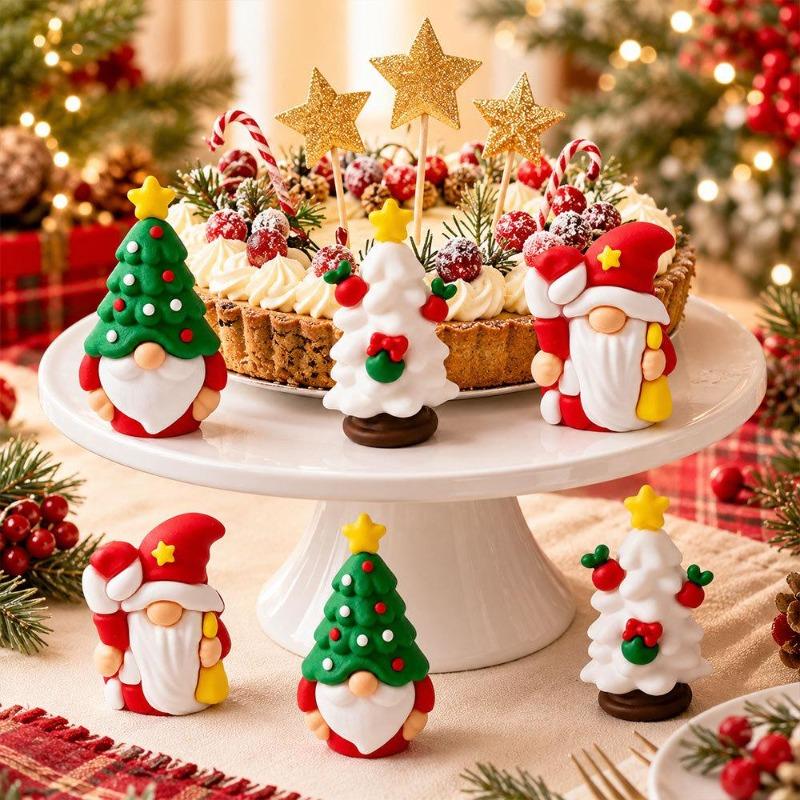 30/1PCS Mini Gnomes Figurines Christmas PVC Statue Santa Claus Dwarf Ornament Outdoor Lawn Fairy Garden Micro Landscape Decor