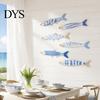 Decorative Fish Scale Wall Hangings 6Pcs/Set Wooden Decor, Beach House Decoration, Blue And White Wood Ornaments Coastal Art for Home Living