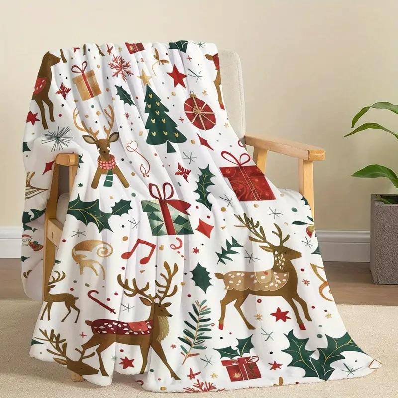 Christmas Gingerbread Man Digital-printed Polyester Bedroom Velvet Flannel Cover Blanket Fleece Soft Cover Blankets for Beds