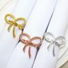 12pcs Bowknot Napkin Rings Metal Gold Silver Napkin Holder Thanksgiving Wedding Banquet Western Restaurant Table Decorations