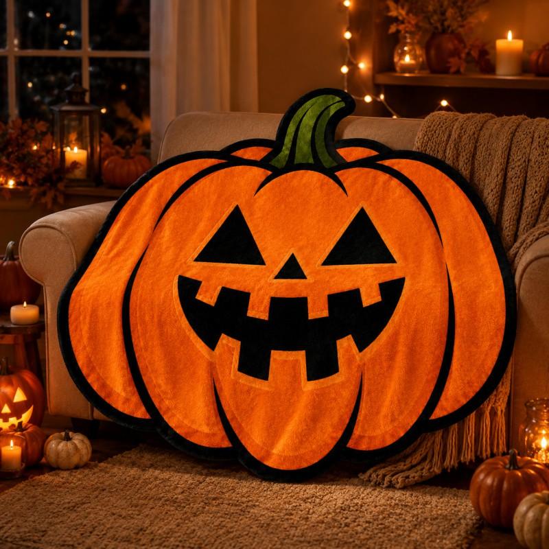 Halloween Pumpkin Shaped Flannel Blanket Cute Office Nap Throw All