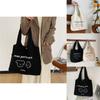 Stylish Chic Korean Canvas Tote Bag Large Capacity Shoulder Bag For Daily Use