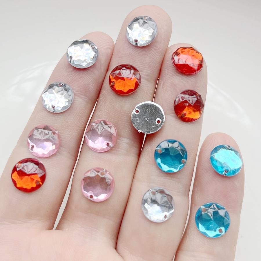 50pcs 10mm Circular Sewing Rhinestone Scrapbook Suitable for Dress Decoration, Diy Jewelry Making and Decoration