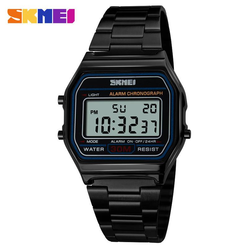 Men's retro alloy watch waterproof electronic watch fashionable square personalized men's watch steel belt light watch