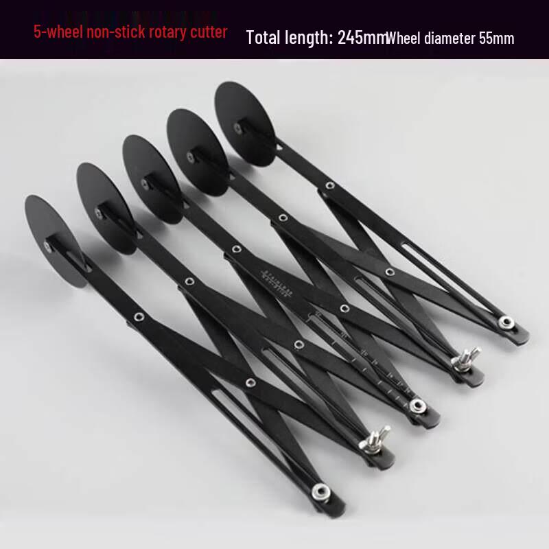 Teflon Coated Retractable 5-Wheel Dough & Pizza Cutter
