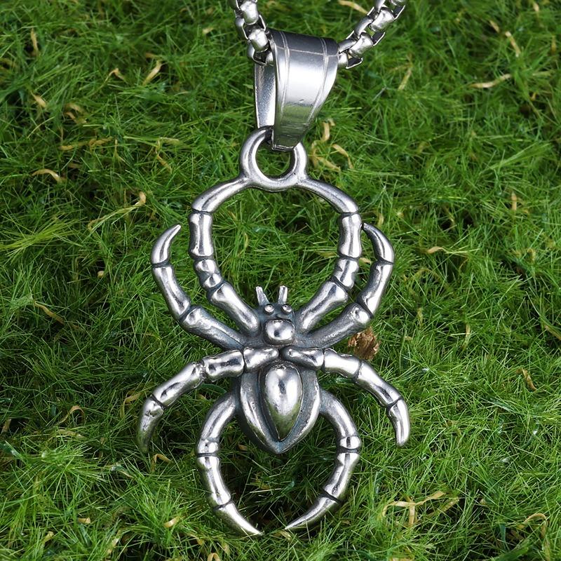 Viking retro spider pendant - trendy punk style party necklace