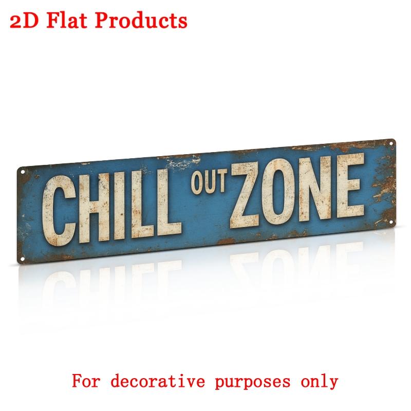 2D Flat, 2D Flat- Printed, Vintage Iron Sign, "Relaxation Area, " 10.16x40.64 cm, Suitable for Home, Garage, Party Decorations and Holiday Displays. V