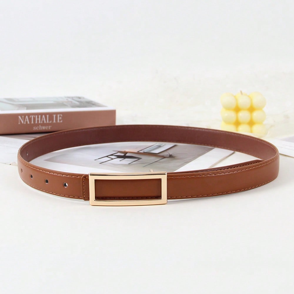 New Women's Belt Rectangle Buckle Fashion Versatile Casual Decoration Jeans Belt Women