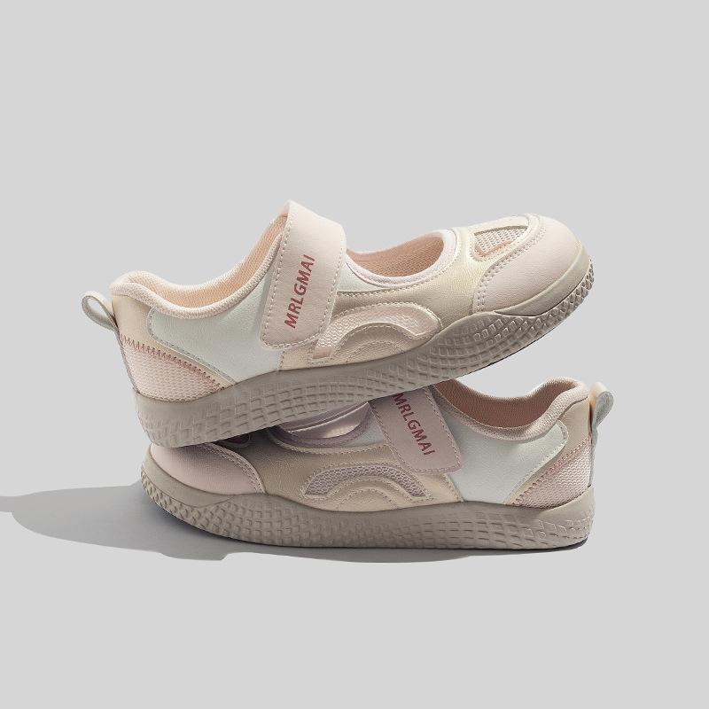 Velcro Sneakers Cute Design Round-toed White Shoes Fashionable Women's Shoes