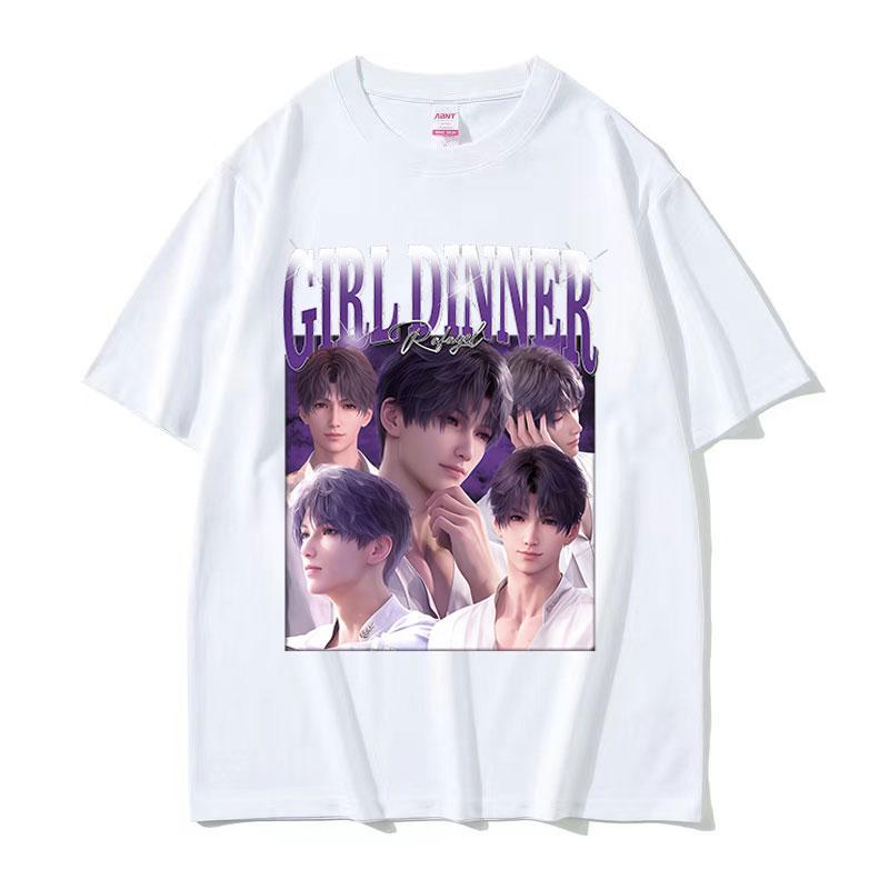 Girl Dinner Love and Deepspace Graphic TShirt Unisexs Fashion Oversized Cotton Tshirts Summer ONeck Short Sleeve Tee Shirt