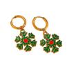 Festive Christmas Earrings: Snowflake, Tree & Santa Claus Stainless Steel Ear Cuffs with Drip Oil