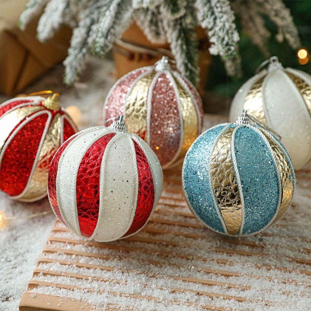 3pcs 8cm Christmas Tree Pendant Creative Hanging Ornament DIY Supplies Christmas Ball Set  New Year