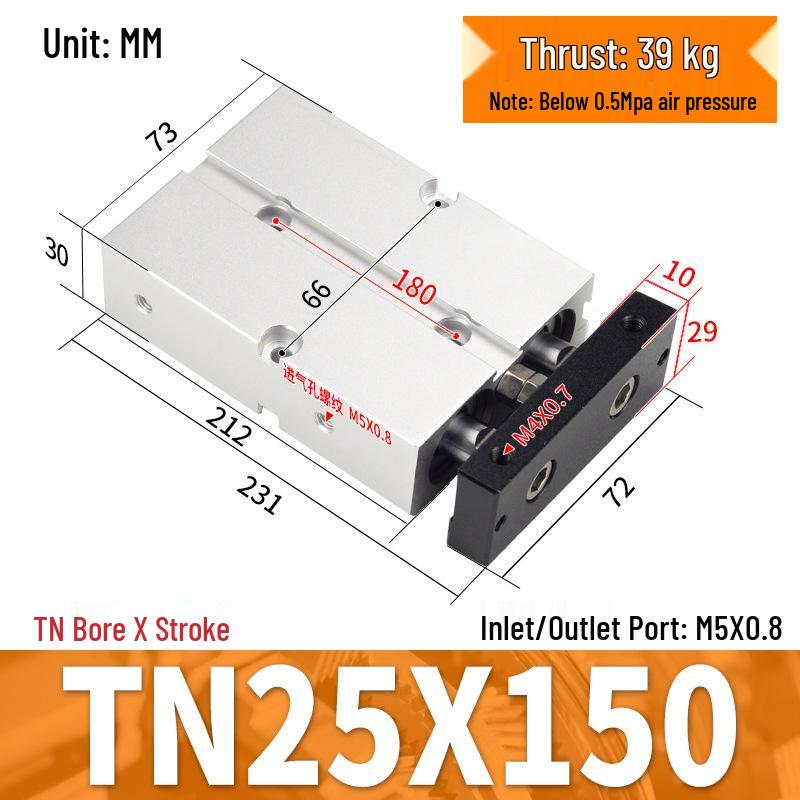 TDA Double-Axis Double-Rod Large Thrust Cylinder - Sizes: 10/16/20/25/32/40/50mm X 20/50/75mm