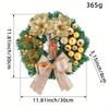 1Pc, Classic Simulated Wooden Flower Wreath Door Hanging Decorative Pendant 12Inch Christmas Wreath