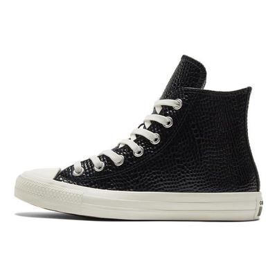 Chuck Taylor All Star Leder Bequem Atmungsaktiv Rutschfest Langlebig High-Top Skateschuhe Damen Sneaker Schwarz A04264C