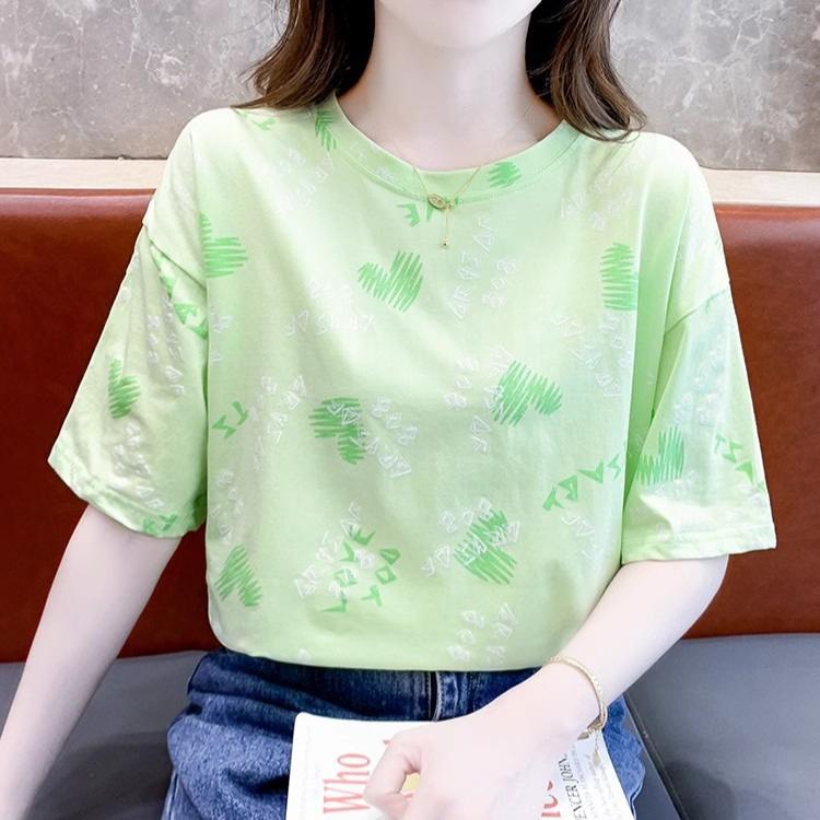 2025 Letní ležérní tričko pro ženy Základní top s květinovým potiskem Krátký rukáv Kulatý výstřih Volné tričko y2k Vintage top Harajuku Streetwear