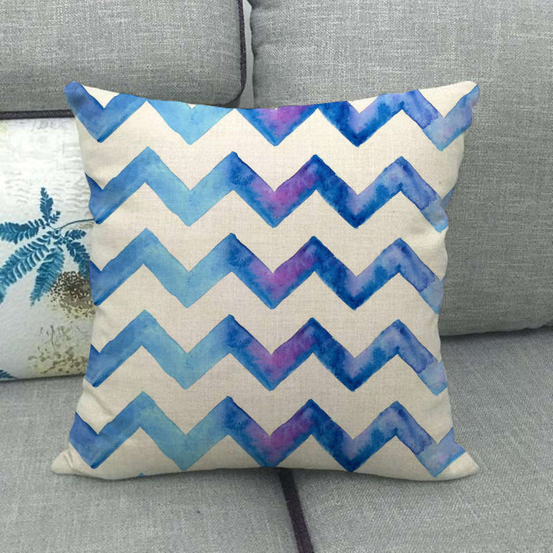 Geometric Triangular Wave Pattern Digital Printing Short Plush Pillow Covers For Car Sofa Office Cushion Cover Home Goods