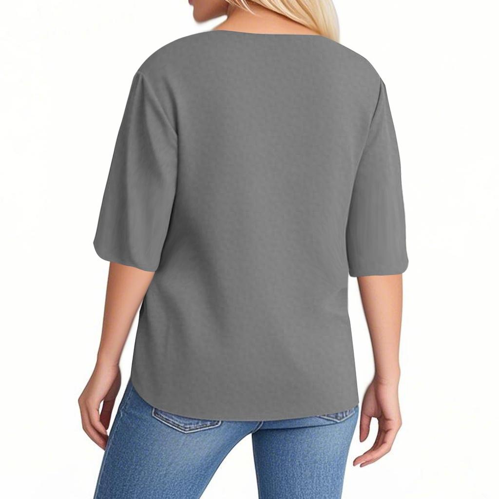 Fashion Ladies Casual V-neck Short Sleeve Regular Pullover Women's Tops T-shirt