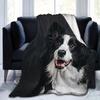 Realistic Border Collie Dog Portrait Print Throw Blanket, Soft Lightweight Flannel Blanket for Indoor Rest and Daily Use