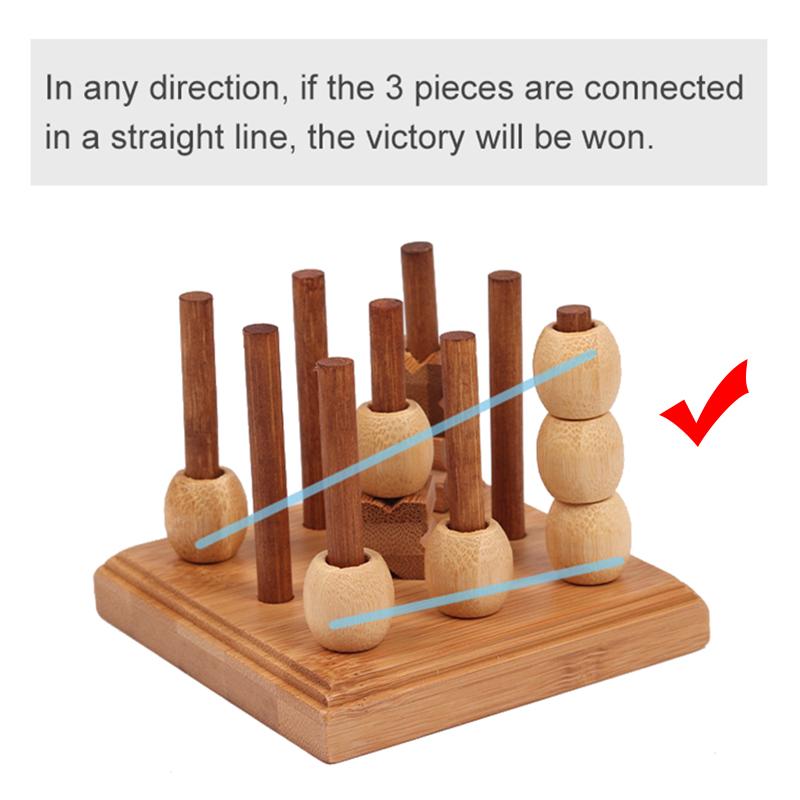 Mini Kółko i krzyżyk Szachy 3D Klasyczne zabawki Myślenie logiczne Rekreacyjne gry planszowe Edukacyjne zabawki drewniane dla dzieci Trening mózgu