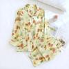 Spring and Summer 100% Viscose Pajamas Two-piece Long-sleeved Trousers Women's Flowers Comfortable Plus Size Homewear Suit