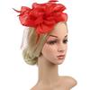 Baluue Mesh Flower Design Red Wedding Tea Party Headband Headdress for Women Special Occasion Accessory