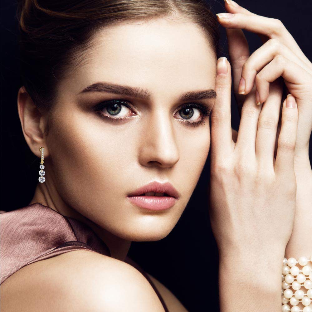 Gift from New York Dangle Earrings for Platinum 3 925 Metal Gift Women, Processed, Rows, Non-pierced Earrings, Silver, Hypoallergenic, Women's