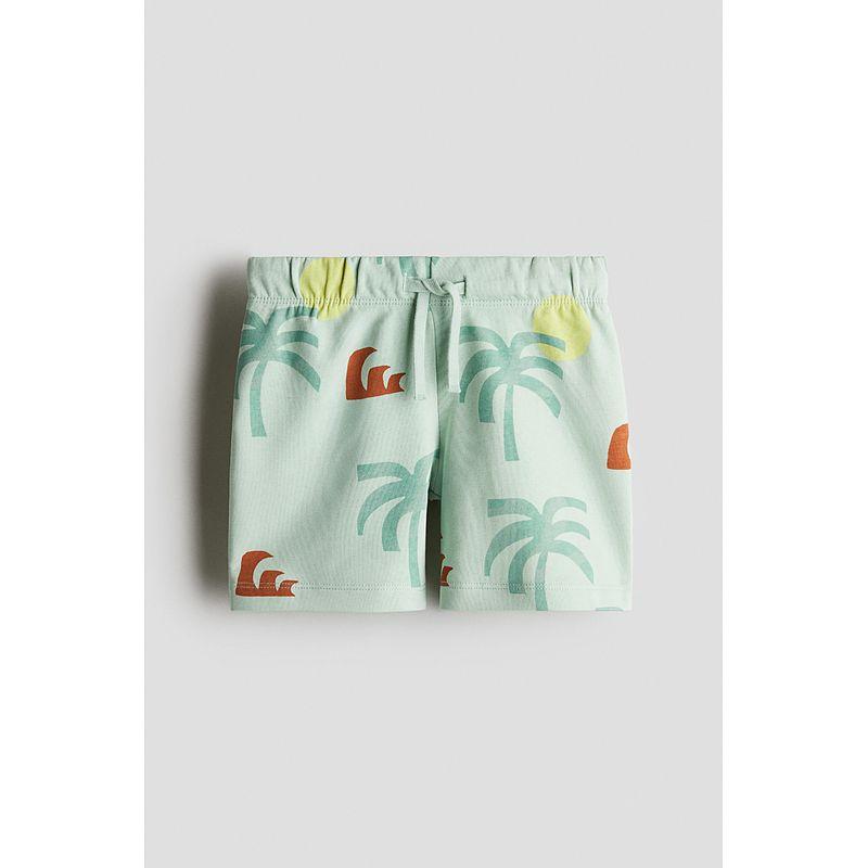 

HM Children s Clothing Boys Pants Fall 2025 New Arrival Print Drawstring Elastic Waist Lightweight Short Sweatpants 1228402 Light green turquoise/Palm tree 145/63(10-11Y)