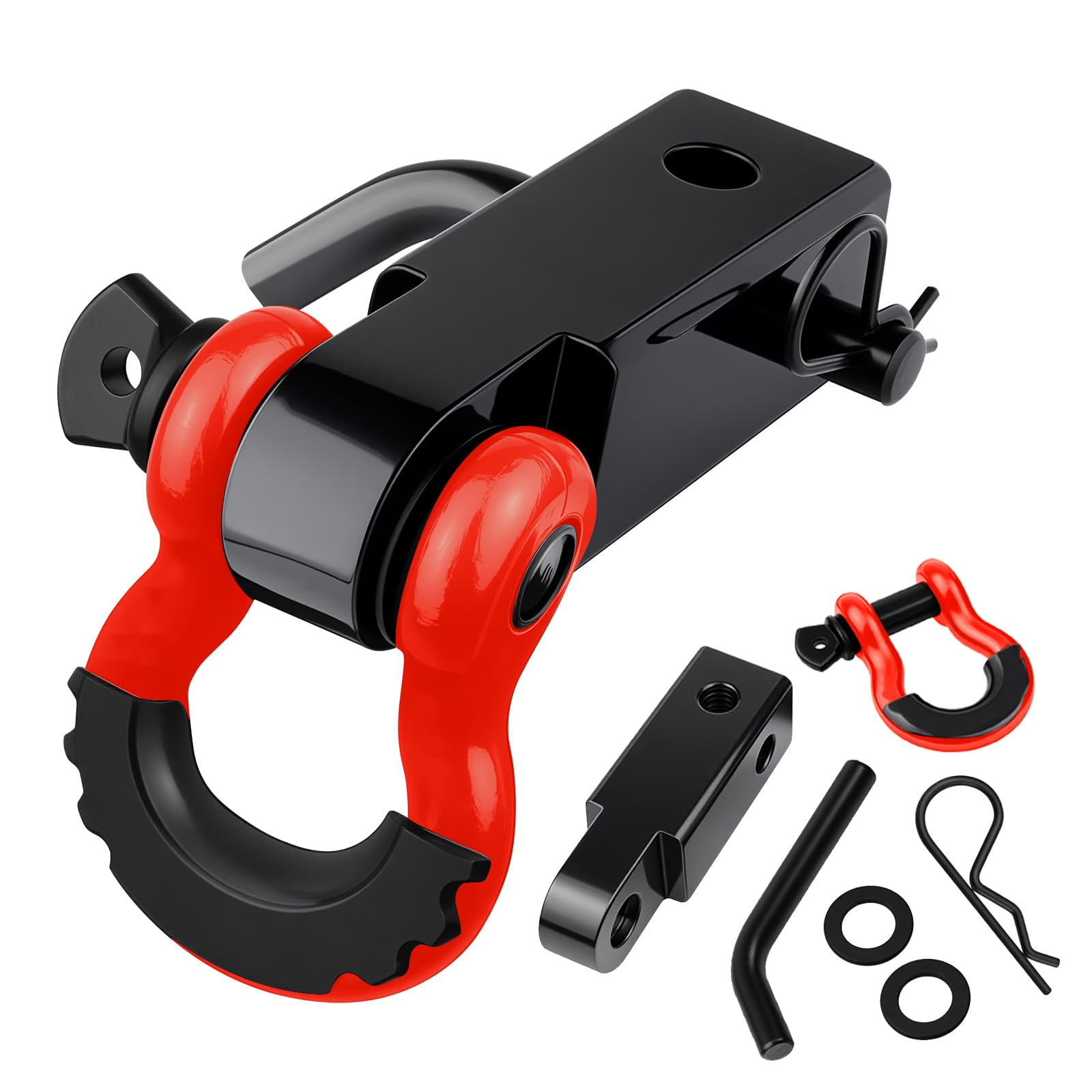 Fu-de-mo Hitch Receiver, Universal 2-inch Shackle Hitch, 3/4 D-Ring Shackle, Towing Hook, Trailer Hitch, Locking Pin, Clip Included, Towing Ring, Car