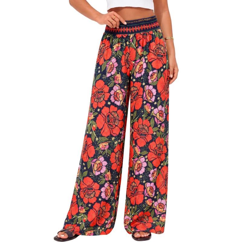 Summer New Style Casual Comfortable High-waist Wide-leg Printed Pants