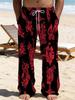 Casual men's printed loose straight trousers vacation beach pants men's European and American breathable