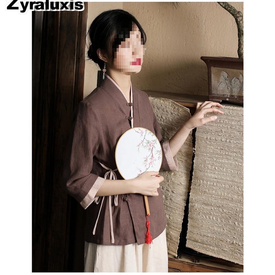 Tea Ceremony Dress Hanfu Style Women's Clothing Zen Shirt Chinese Traditional Jacket Tang Suit Tea Costume Summer