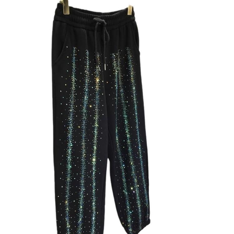 

Большие размеры женские спортивные штаны Drill Sweatpants Plus флисовые утолщенные с высокой талией утягивающие спортивные штаны L чёрный
