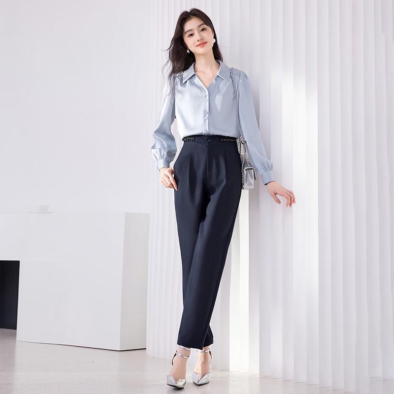 Xiangying Women s V-Neck Chiffon Long Sleeve Blouse XL