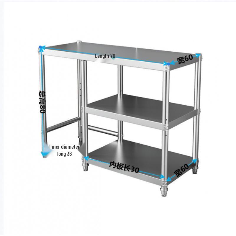 Stainless Steel Three-Tier Kitchen Storage Rack for Gas Cylinder, Stove, and Chopping Board