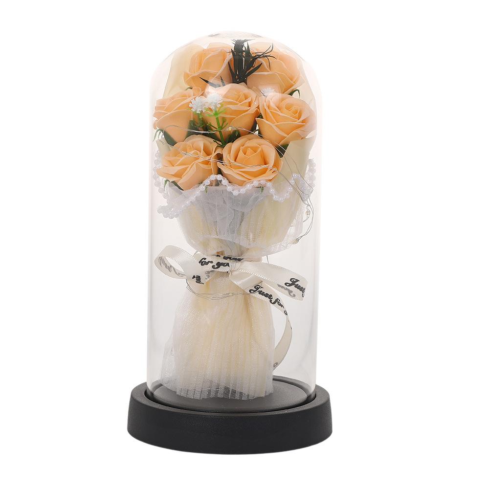 Eternal flower rose soap bouquet practical luminous ornament birthday gift acrylic cover Valentine's Day for boyfriend and girlfriend