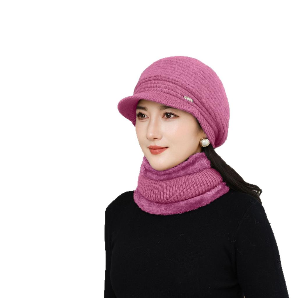 New Autumn and Winter Old Men's Hat for Women Knitted Versatile Warm and Casual Rabbit Fur Thickened Fashionable Wool Pot Hat Grandma Style