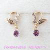 Kotobuki Jewelry February Birthstone Amethyst Angel of Happiness Earrings in 14K Gold and White Gold Set with Polishing (Gift Cloth)