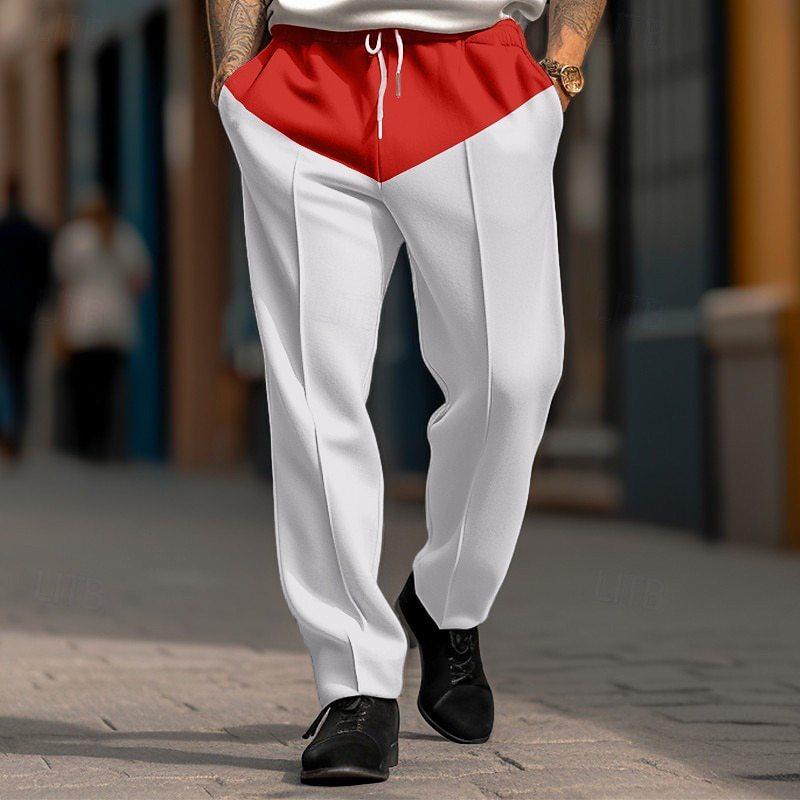 Men s casual trousers: loose-fit, wide-leg, patchwork, straight-leg, oversized, long trousers S белый