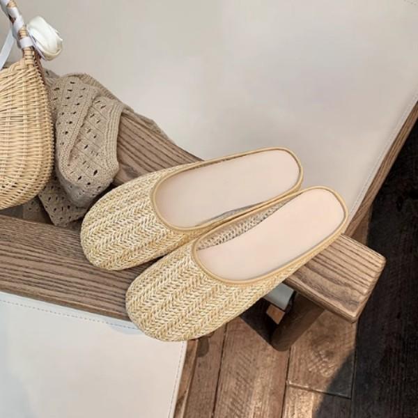 Yuanlitong Baotou Cool Slippers Women's High-end Fashion Woven Flat Sandals Women's High-end Women's Shoes