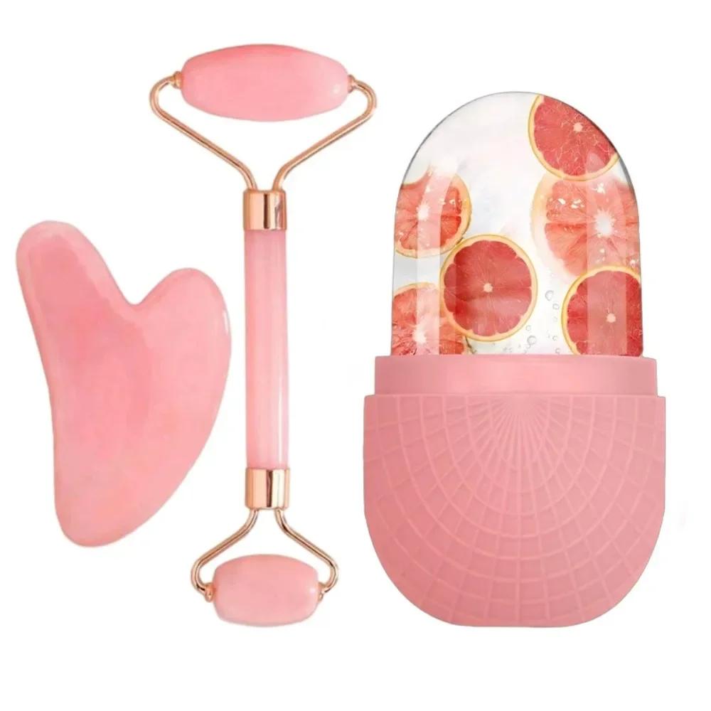 3Pcs Face Massager Kit Ice Face Roller Gua Sha Board Facial Massage Roller Face Lifting Contouring Tools Beauty Skin Care Tools