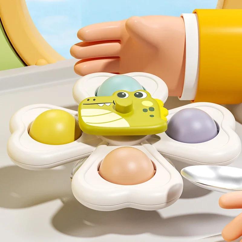 3PCS Suction Cup Rotating Toy for Baby Hand-eye Coordination Educational Training, Bath & Travel Toy, Birthday Christmas Gift